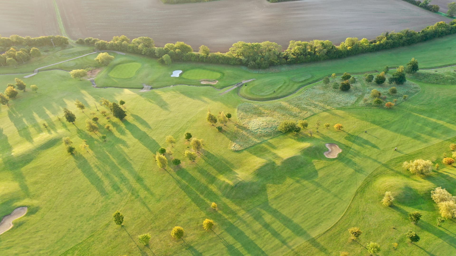 Aerial view of Chesfield Downs 18-hole golf course